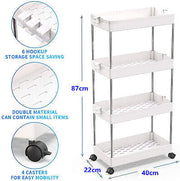 4-Tier Slim Rolling Storage Trolley