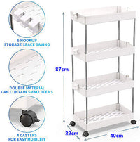 4-Tier Slim Rolling Storage Trolley