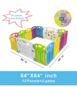 Baby Playpen Kids Activity Centre Safety Play Yard Home Indoor Outdoor New Pen (multicolour, Classic set 14 panel)
