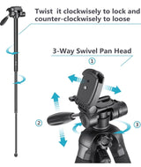 Neewer Portable Aluminum Alloy Camera 2-in-1 Tripod Monopod Max