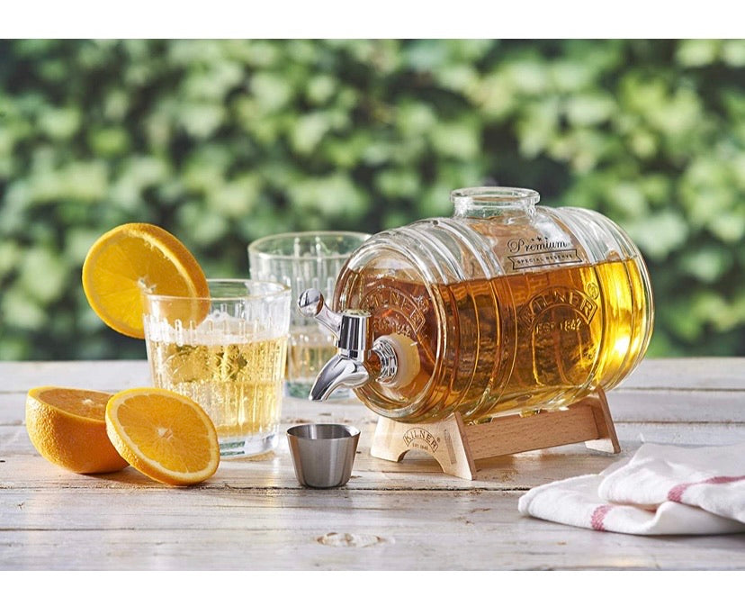 Drinks Barrel Dispenser with Wooden Stand 1Litre