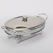 Food Warmer Buffet Alcohol Stove Luxury Golden Oval Hotel Wedding Chafing Dish