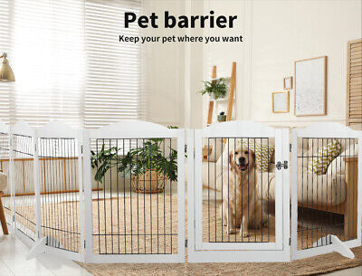 6-Panel Foldable Indoor Pet Playpen – White