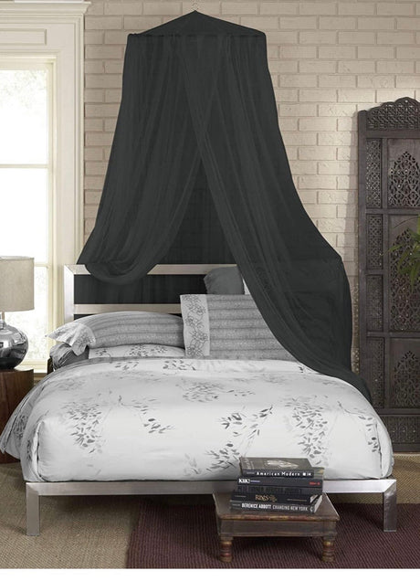 King Size Bed Canopy, Black Color Mosquito Net for Indoor/Outdoor, Camping or Bedroom Fit A King Size Bed