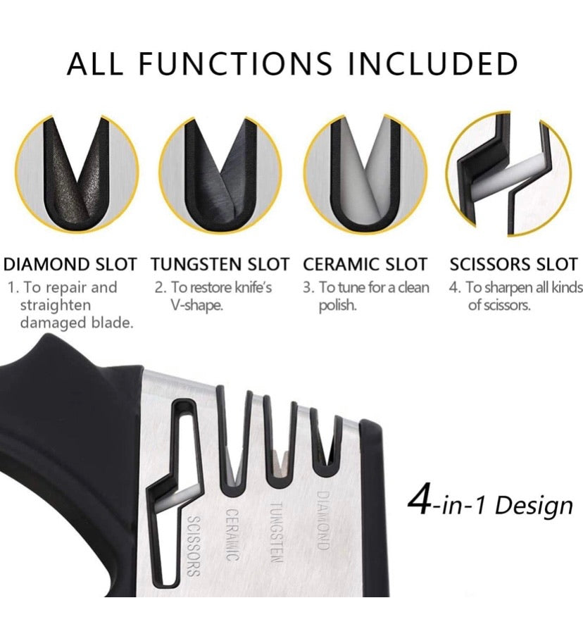 4-Stage Knife & Scissor Sharpener with Protective Glove