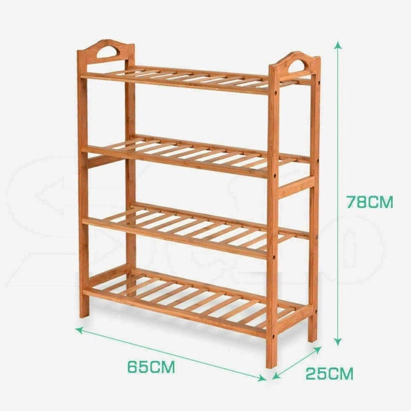 4-Tier Bamboo Slatted Shoe Rack
