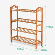 4-Tier Bamboo Slatted Shoe Rack