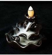 Black Ceramic Backflow Incense Burner with 10 Cones