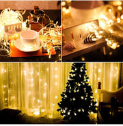 300LED Solar Curtain String Lights Wedding Holidays Party String Lights Waterproof Outdoor Indoor Christmas Light Fairy Lights for Window, House, Lawn, Garden, Patio Landscape Decoration