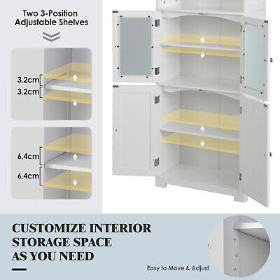 163 cm Tall Four-Door Storage Cabinet with Open Shelves