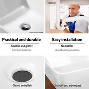 Square High-Gloss Ceramic Countertop Basin