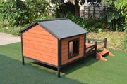 Dog House Kennel Pet Timber Wooden With Decking Patio Stair
