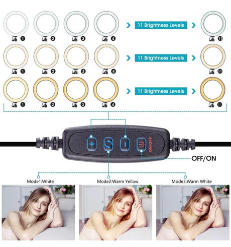 Selfie Ring Light with Tripod & Cell Phone Holder-16cm