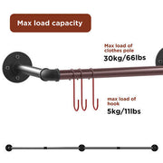 Industrial Iron Pipe Wall-Mounted Garment Rail