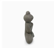 8.5in Meditating Frog Ceramic Sculpture – Grey Stone Finish