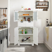 128 cm Four-Door Storage Cabinet with Glass Panels