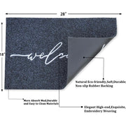 Grey Welcome Entrance Mat with Rubber Backing – 18 × 28in