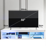 LED Entertainment Center TV Stand Game Media Storage Cabinet 55" White