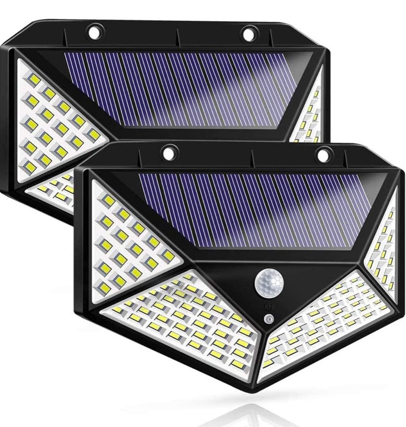 LED Solar Lights Outdoor,100 LED Motion Sensor Solar Security Lights, Outdoor Waterproof Solar Wall Light for Gate, Yard, Garage (2 Packs)
