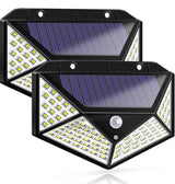LED Solar Lights Outdoor,100 LED Motion Sensor Solar Security Lights, Outdoor Waterproof Solar Wall Light for Gate, Yard, Garage (2 Packs)
