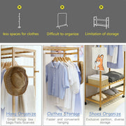Mobile Wooden Clothes Rack with Wheels