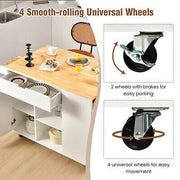 Drop-Leaf Rolling Kitchen Island with Cabinet & Drawer