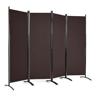 220 × 173 cm 4-Panel Brown Fabric Room Divider