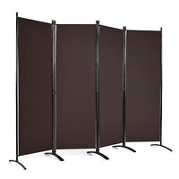 220 × 173 cm 4-Panel Brown Fabric Room Divider
