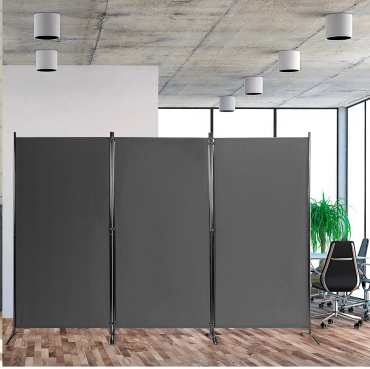3-Panel Wood & Steel Folding Privacy Screen – 4 Colours