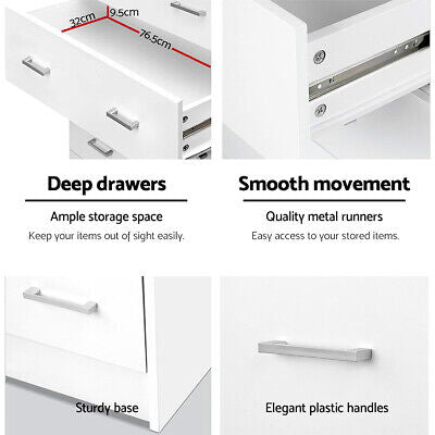 White 6-Drawer Tallboy Chest