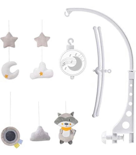 Kids Wind-Up Baby Musical Crib Mobile, Raccon