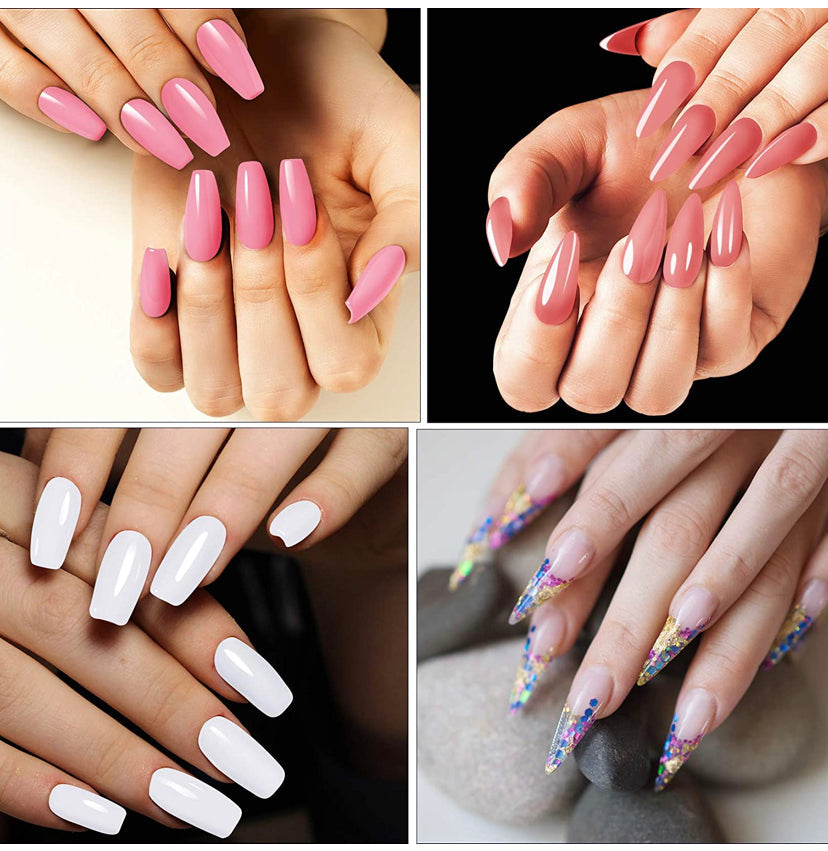 Poly Nail Gel Kit with 36W LED UV Nail Lamp Phoenixy 4 Colours Poly Nail Extension Gel Slip Solution Basic Nail Art Tools All In One Kit for Nail Manicure Beginner Starter Gift