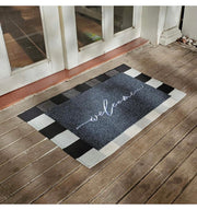 Grey Welcome Entrance Mat with Rubber Backing – 18 × 28in