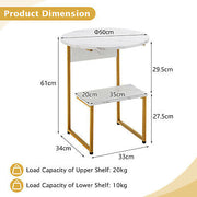 2-Tier Round Wooden Side Table with Metal Frame