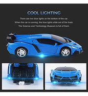 RC Car for Kids, 1:18 Transform Car Robot, 2.4GHz Rechargeable 360°Rotating Drifting Realistic Engine Sounds Remote Control Toy Car, Best Kids and Adults (Blue)