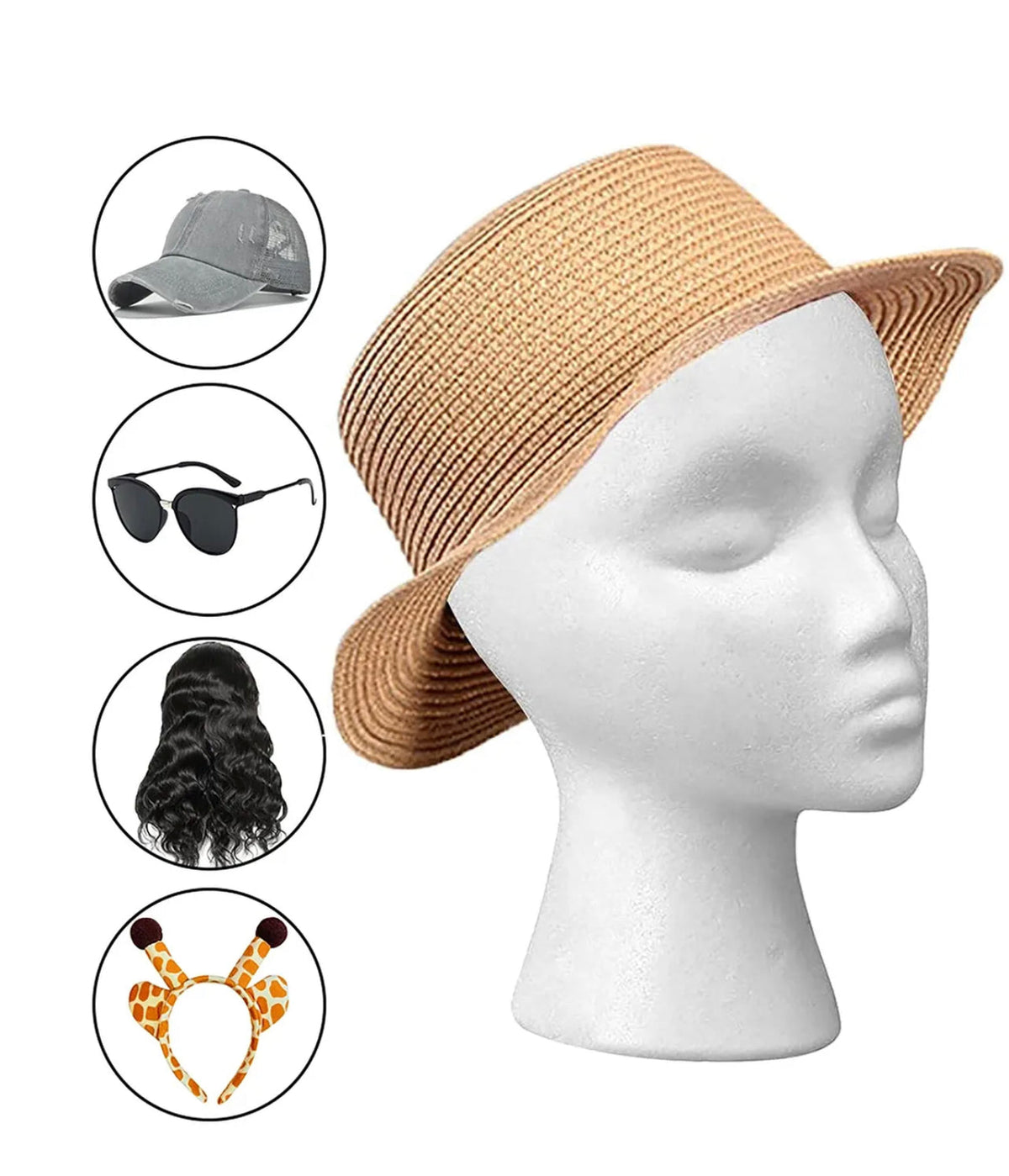 Foam Mannequin Heads for Wigs, Hats & Glasses – 2 Pack