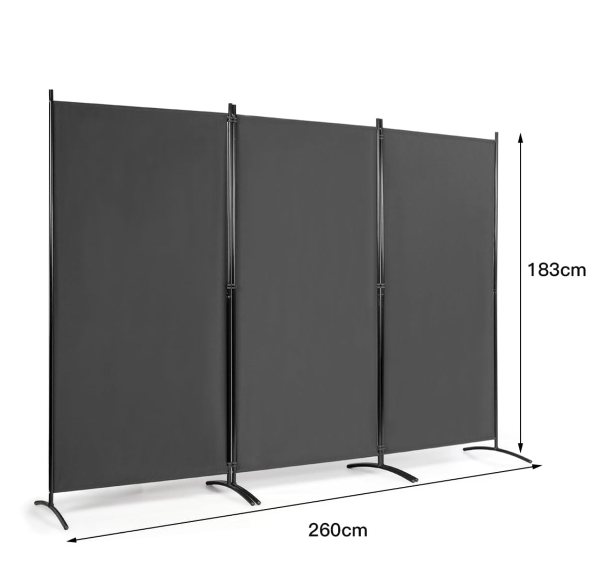 3-Panel Wood & Steel Folding Privacy Screen – 4 Colours