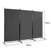 3-Panel Wood & Steel Folding Privacy Screen – 4 Colours