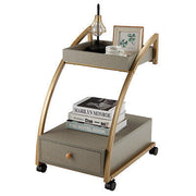 End Table Mobile Storage Cart C-Shaped Rolling Sofa Side Table w/Wheels