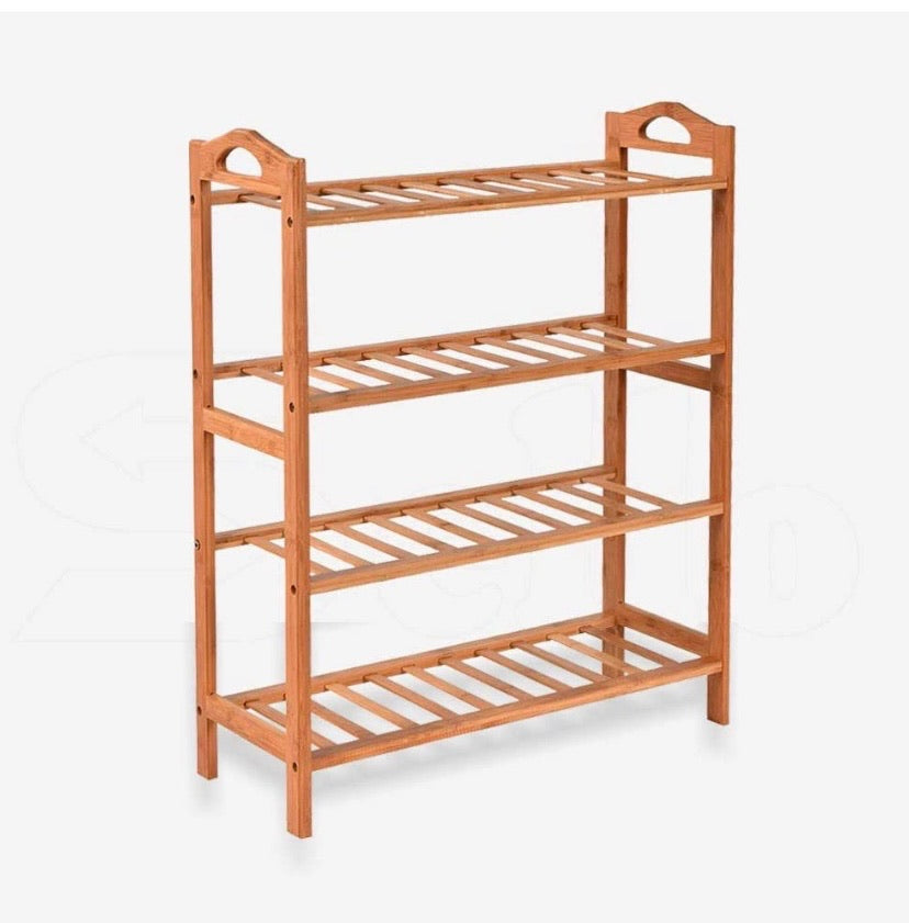 4-Tier Bamboo Slatted Shoe Rack