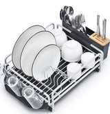 Kingrack Dish Rack, Aluminum Dish Drainer, Dish Drying Rack with Removable Drip Tray