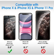 Privacy Tempered-Glass Screen Protectors for iPhone 11 Pro/XS/X – 2 Pack