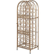 45-Bottle Arched Gold Steel Wine Rack with Latching Door