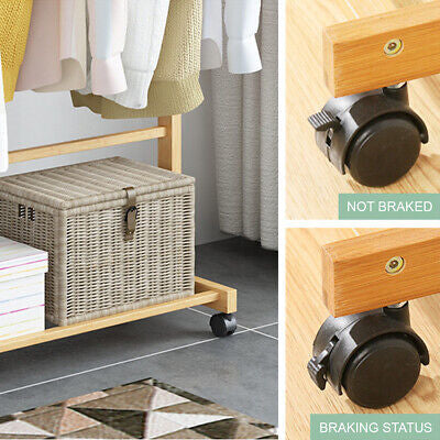 Rolling Bamboo Open Garment Rack with Shelves – 60cm or 100cm