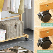 Rolling Bamboo Open Garment Rack with Shelves – 60cm or 100cm