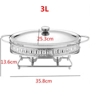 Food Warmer Buffet Alcohol Stove Luxury Golden Oval Hotel Wedding Chafing Dish
