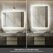 LED Bathroom Lighted Mirror Dimmable Frameless Vanity Makeup Touch Bluetooth