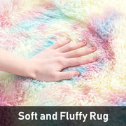 Rainbow Round Abstract Modern Soft Area Rug Grey