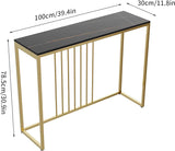 Luxury Marble Console Table Entryway Decorative Table Black Top & Gold Frame