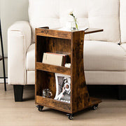 Rolling C-Shaped Sofa Side Table